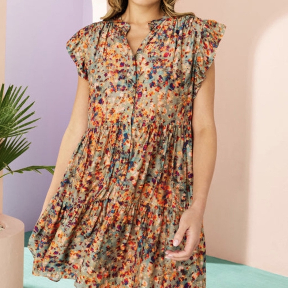 NWOT Marie Oliver Neelie Silk Dress S Sage Reef